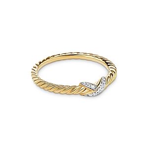David Yurman 18K Yellow Gold Petite X Ring with Diamonds- 4002732