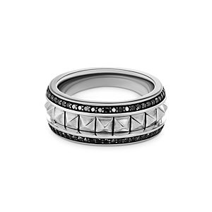 David Yurman Men's Sterling Silver Pyramid Band with Black Diamonds- 4001869