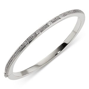 Nadri Cubic Zirconia Bangle Bracelet in Rhodium Plate- 4142988