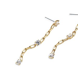 Nadri Zoe Cubic Zirconia & Link Linear Drop Earrings in 18K Gold Plate- 4143016