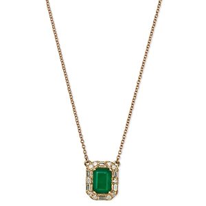 Bloomingdale's Emerald & Diamond Halo Pendant Necklace in 14K Yellow Gold, 18 - 100% Exclusive- 4113712