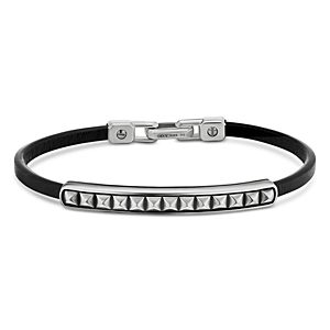 David Yurman Sterling Silver Pyramid Leather Bracelet- 4001859