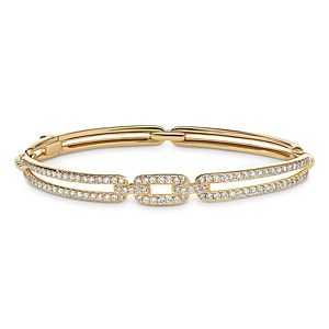 David Yurman Stax Linked Bracelet in 18K Yellow Gold with Pave Diamonds- 4002740