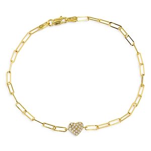 Rachel Reid 14K Yellow Gold Diamond Heart Chain Bracelet- 4161110