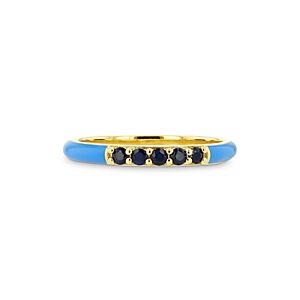Rachel Reid 14K Yellow Gold & Enamel Blue Saphhire Ring- 4161135