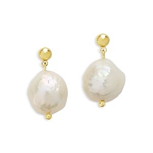 Sterling Forever Large Imitation Baroque Pearl Drop Studs- 4154846