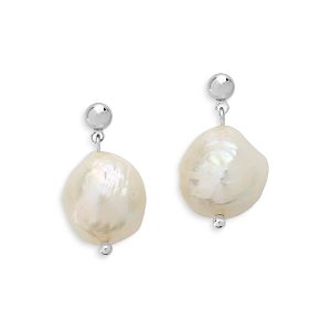 Sterling Forever Large Imitation Pearl Drop Studs- 4154854