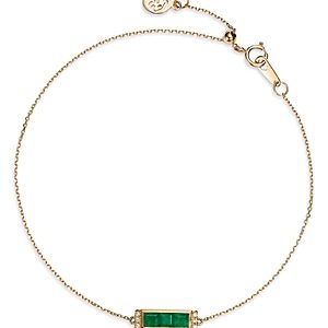 Bloomingdale's Emerald & Diamond Accent Chain Bracelet in 14K Yellow Gold - 100% Exclusive- 4178621