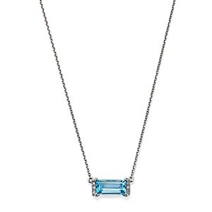 Bloomingdale's Blue Topaz & Diamond Accent Bar Necklace in 14K White Gold, 16-18 - 100% Exclusive- 4177635