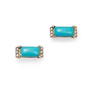 Bloomingdale's Turquoise & Diamond Accent Bar Stud Earrings in 14K Yellow Gold - 100% Exclusive- 4177633