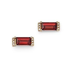 Bloomingdale's Garnet & Diamond Accent Bar Stud Earrings in 14K Yellow Gold - 100% Exclusive- 4177631