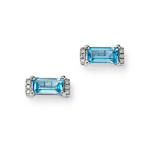 Bloomingdale's Blue Topaz & Diamond Accent Stud Earrings in 14K White Gold - 100% Exclusive- 4177629