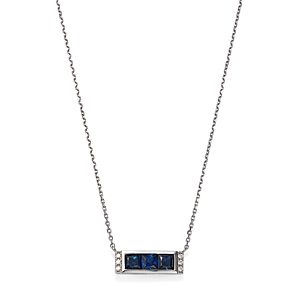 Bloomingdale's Blue Sapphire & Diamond Accent Bar Necklace in 14K White Gold, 17.5 - 100% Exclusive- 4178635