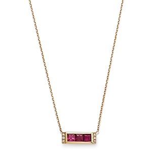 Bloomingdale's Ruby & Diamond Accent Bar Necklace in 14K Yellow Gold, 17.5 - 100% Exclusive- 4178634