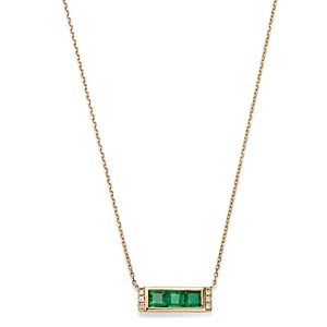 Bloomingdale's Emerald & Diamond Accent Bar Necklace in 14K Yellow Gold, 17.5 - 100% Exclusive- 4178633