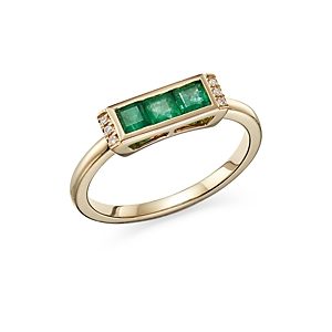 Bloomingdale's Emerald & Diamond Accent Stacking Band in 14K Yellow Gold - 100% Exclusive- 4178629