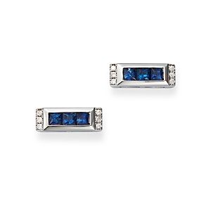 Bloomingdale's Blue Sapphire & Diamond Accent Bar Stud Earrings in 14K White Gold - 100% Exclusive- 4178627