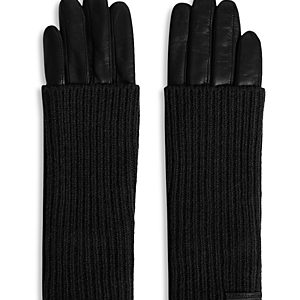 Allsaints Long Knit Cuff Leather Gloves- 3874232