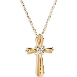 David Yurman 18K Yellow Gold Angelika Cross Necklace with Diamonds, 17- 4002759