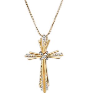 David Yurman 18K Yellow Gold Angelika Cross Pendant Necklace with Pave Diamonds, 18- 4002761