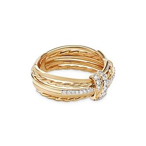 David Yurman 18K Yellow Gold Angelika Diamond Multirow Ring- 4002766