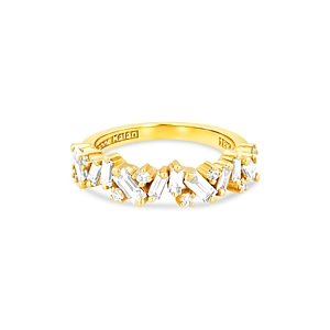 Suzanne Kalan 18K Yellow Gold Fireworks Baguette & Round-Cut Diamond Half Eternity Band- 3982636