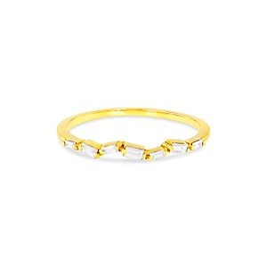 Suzanne Kalan 18K Yellow Gold Diamond Baguette Skinny Band- 4082621