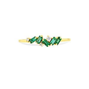 Suzanne Kalan 18K Yellow Gold Fireworks Emerald & Diamond Scatter Cluster Ring- 3982633