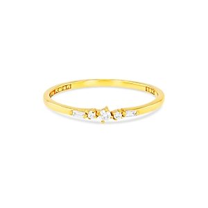 Suzanne Kalan 18K Yellow Gold Fireworks Diamond Baguette & Round-Cut Narrow Band- 4082624