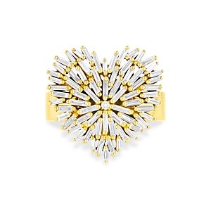 Suzanne Kalan 18K Yellow Gold Diamond Baguette Heart Cluster Ring- 4082626