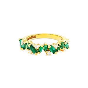 Suzanne Kalan 18K Yellow Gold Fireworks Emerald Baguette & Diamond Ring- 3982635