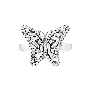 Suzanne Kalan 18K White Gold Fireworks Diamond Round Cut & Baguette Butterfly Ring- 4082631
