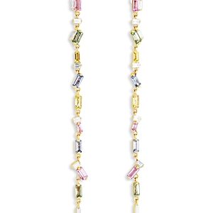 Suzanne Kalan 18K Yellow Gold Fireworks Rainbow Sapphire & Diamond Scattered Linear Drop Earrings- 4082612