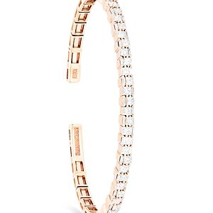 Suzanne Kalan 18K Rose Gold Diamond Princess Cut & Baguette Bangle Bracelet- 4082599