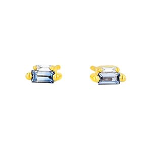 Suzanne Kalan 18K Yellow Gold Light Blue Sapphire & Diamond Baguette Stud Earrings- 4082613