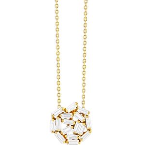 Suzanne Kalan 18K Yellow Gold Fireworks Diamond Baguette Scatter Cluster Pendant Necklace, 16-18- 4082615