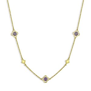 Bloomingdale's Amethyst Clover Statement Necklace in 14K Yellow Gold, 16-18 - 100% Exclusive- 4186097