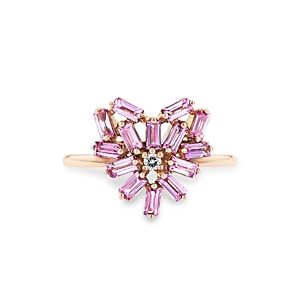Suzanne Kalan 18K Rose Gold Fireworks Pink Sapphire & Diamond Heart Ring- 4082628