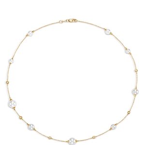Bloomingdale's Cultured Freshwater Pearl & Diamond Station Statement Necklace in 14K Yellow Gold, 18 - 100% Exclusive- 4206192