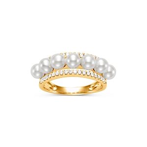 Bloomingdale's Cultured Freshwater Pearl & Diamond Band in 14K Yellow Gold - 100% Exclusive- 4206191