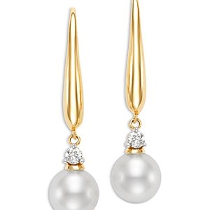 Bloomingdale's Cultured Freshwater Pearl & Diamond Drop Earrings in 14K Yellow Gold - 100% Exclusive- 4187725