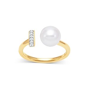 Bloomingdale's Cultured Freshwater Pearl & Diamond Cuff Ring in 14k Gold - 100% Exclusive- 4187719