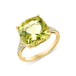 Bloomingdale's Lemon Quartz & Diamond Ring in 14K Yellow Gold - 100% Exclusive- 4216083