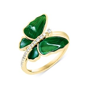 Bloomingdale's Malachite & Diamond Butterfly Ring in 14K Yellow Gold - 100% Exclusive- 4216081