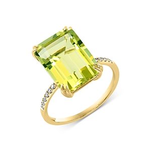 Bloomingdale's Lemon Quartz & Diamond Ring in 14K Yellow Gold - 100% Exclusive- 4216093
