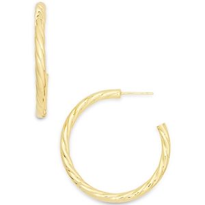 Argento Vivo Small Rope Hoop Earrings in 14K Gold Plated Sterling Silver- 3647366