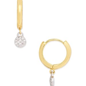 Argento Vivo Two Tone Pave Hoop Drop Earrings- 4179562