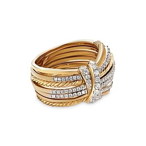 David Yurman 18K Yellow Gold Angelika Diamond Multirow Statement Ring- 4002770