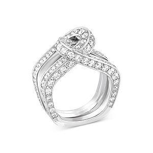 Dinh Van 18K White Gold Maillon Diamond Ring- 4224726