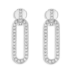 Dinh Van 18K White Gold Maillon Diamond Drop Earrings- 4224736
